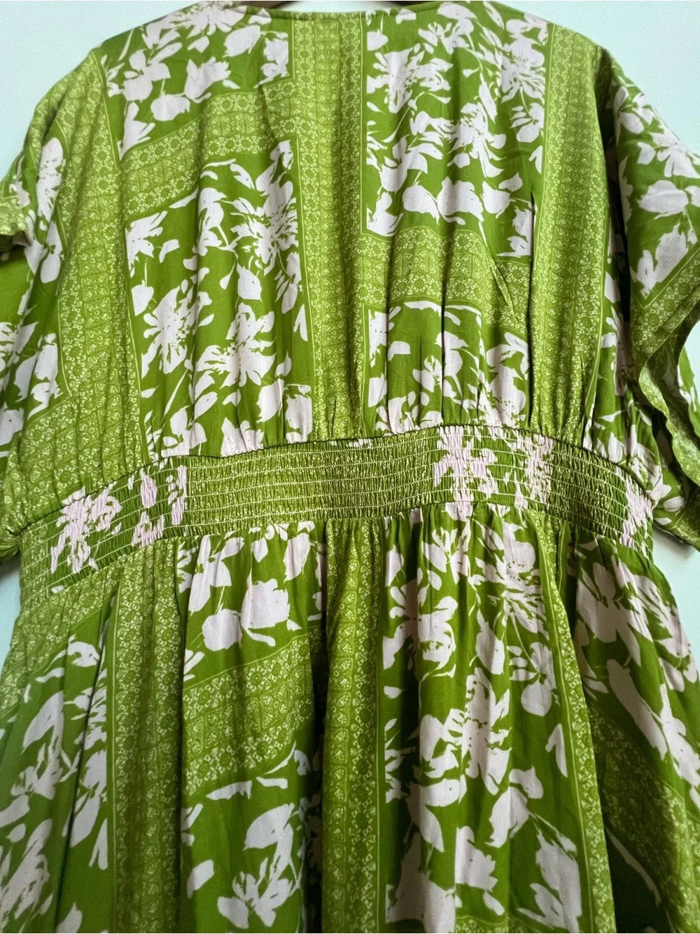 Soft Surroundings leslie maxi dress boho Floral Smocked Waist Large Resortwear